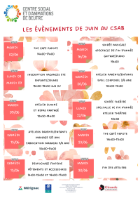 JUIN au Centre social de Beutre